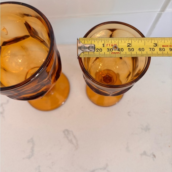 8 Large and 14 Small Vintage Libbey Glass Co. Amber Ashburton Glasses Barware - Picture 2 of 7